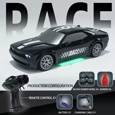 RC Mini RC Racing Car 2.4G 4WD High Speed Drift Car, 1:20 4WD Drift Car Model, Dodge Challenger